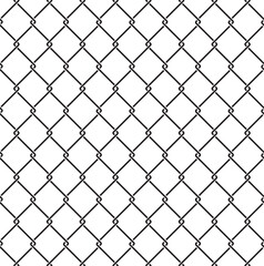Chain link fence seamless pattern. Steel wire mesh on white background. Chain link mesh.