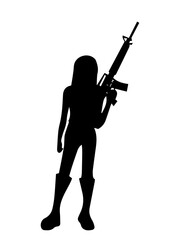 Young lady gang girl with fire arm in vector art