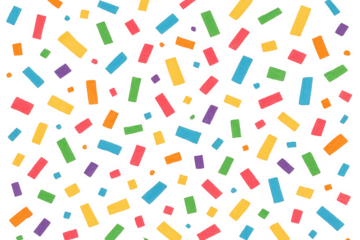 Seamless pattern of colorful confetti falling on transparent background, creating a festive and celebratory atmosphere