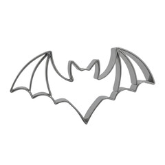 Obraz premium Metal Bat Shaped Cookie Cutter for Halloween Baking. isolated transparent background