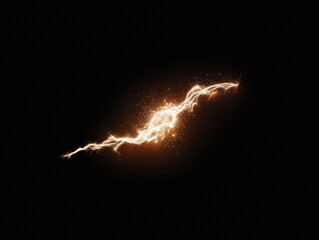 Electric energy visualized with a glowing, golden lightning bolt effect on a black background. Power, innovation, and creativity concepts. Great for technology or science themes.