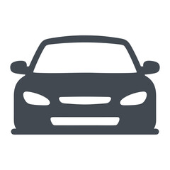 Obraz premium Simple front view car icon silhouette, a graphic symbol for transportation and mobility concepts