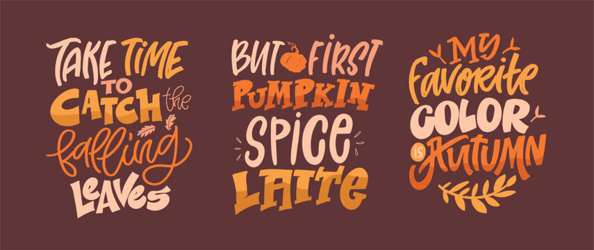 Trendy hand drawn doodle lettering quote about autumn fall pumpkin vibes. Lettering for t-shirt design, mug print, bag print, clothes fashion. 100% hand drawn vector image.