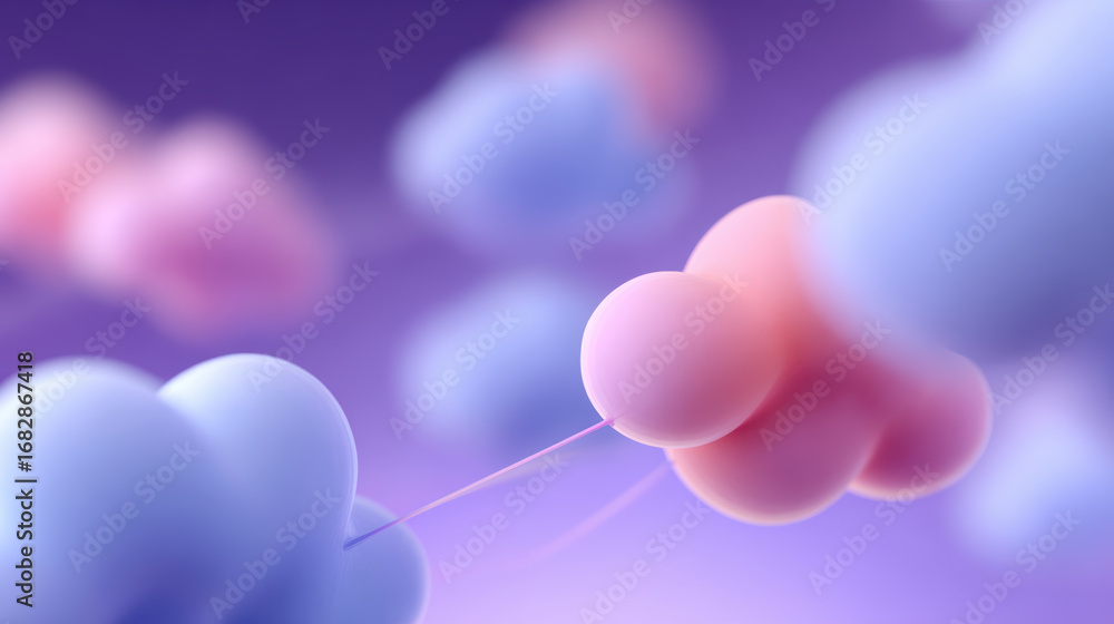 Poster dreamy abstract background showing digital cloud computing concept. soft technology network illustra