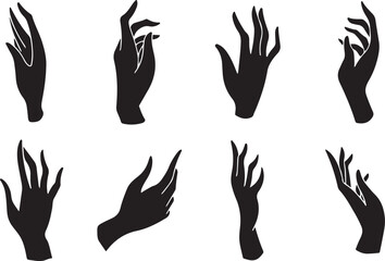 Obraz premium Hand gesture silhouettes, communication graphic, sign language, expressive design, vector illustration, interaction, body language, artistic, trendy, modern, popular, sleek, iconic, lifestyle, interac