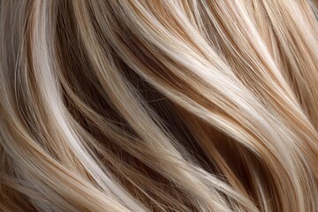 Naklejka premium Close-up of blonde highlighted hair strands