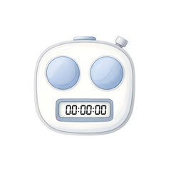 White digital kitchen timer with a clear time display for cooking and baking.