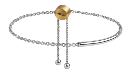 Cable chain bracelet with adjustable sliding bead closure