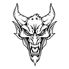 Fototapeta premium satan head sketch vector illustration