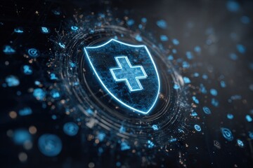 Abstract digital shield graphic