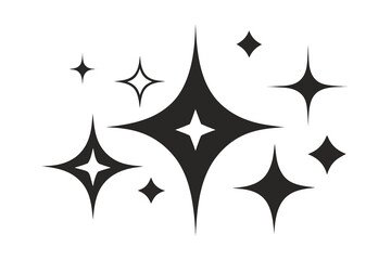 Illustration of Multiple Stylized Stars in Black and White Background for Design Use