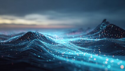 Abstract digital landscape at twilight (1)