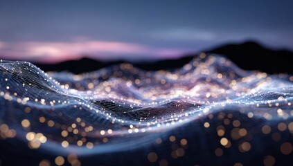 Fototapeta premium Abstract digital landscape at twilight (2)