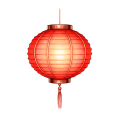 Obraz premium Traditional Red Chinese Lantern with Tassel for Festive Celebrations.
