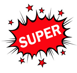 red starbrust sale sticker super sale on white background