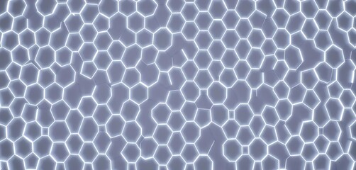 Obraz premium Abstract white hexagon mosaic background, glowing futuristic honeycomb pattern , network, grid