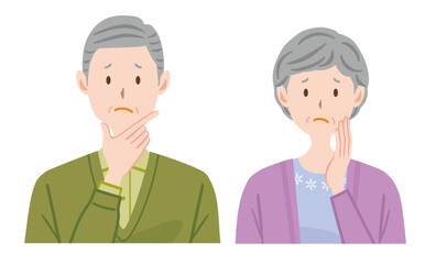 Fototapeta premium 困る高齢者のイラスト 心配する老夫婦