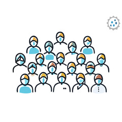 Fototapeta premium Group of diverse people wearing masks in a simple illustration 