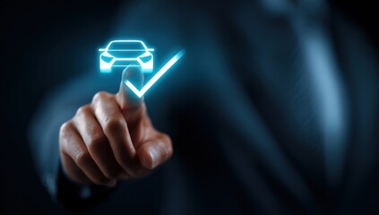 Hand selecting a car icon