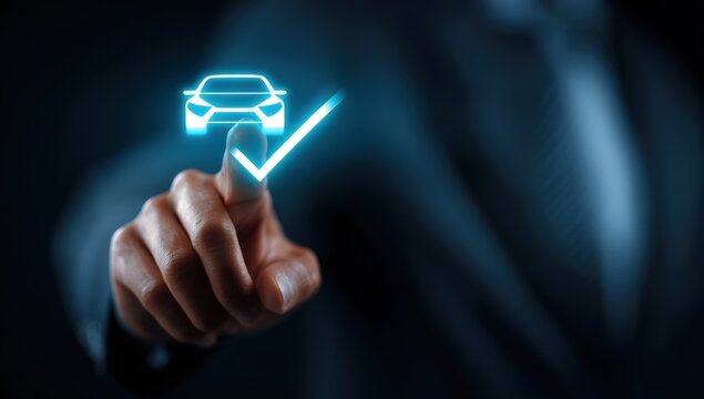 Hand selecting a car icon