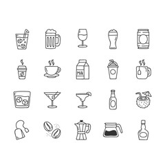 Doodle drinks icons.