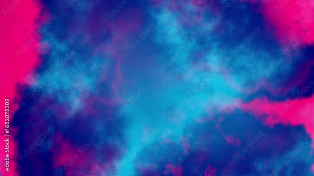Aufkleber Seamless abstract psychedelic wavy background for loop playback. 4k video. Cloudy nebula background. Natural retro colors.