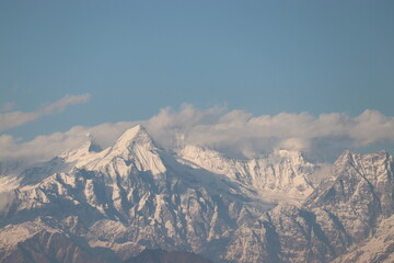 mountains in the snow uttarakhand (india)