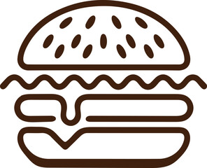 burger sandwich food silhouette vector, hamburger bun with lettuce illustration, cheeseburger with sesame seed bun