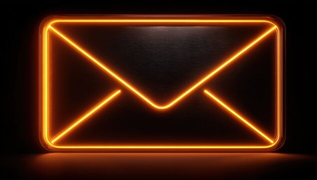 Illuminated neon email icon