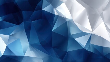 Fototapeta premium Abstract geometric pattern of overlapping triangles in shades of blue and white