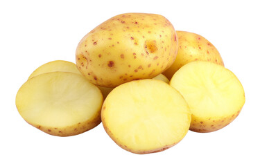 fresh potatoes on a white background.