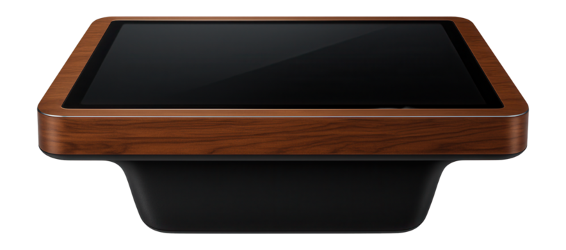 Digital touch tabletop with a wood veneer finish and multi-touch capabilities for educational environments