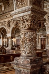 Obraz premium Ornate marble column in grand hall