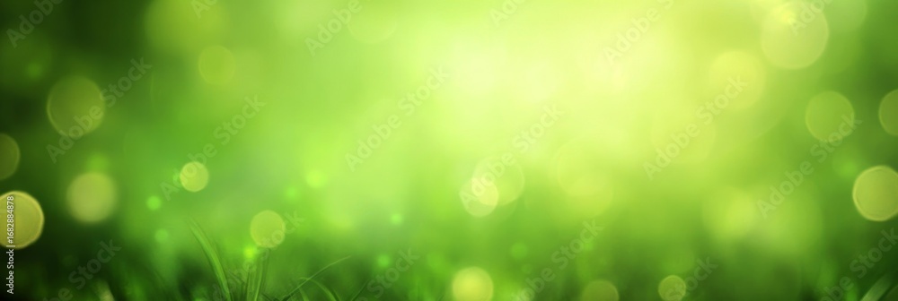 Poster dreamy abstract green blurred background with soft light and enchanting bokeh effect for aesthetics