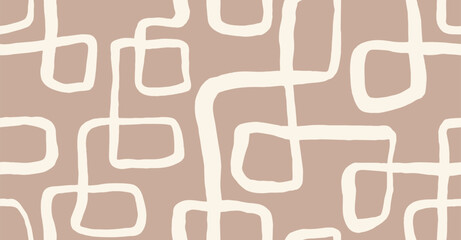 Abstract continue brush line aesthetic Contemporary seamless pattern