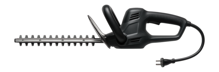 Corded electric hedge trimmer with dual-action 18-inch blades for residential garden maintenance.