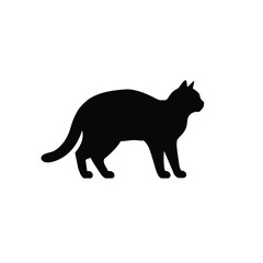 Black cat silhouette arched back animal