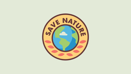 Save Nature Earth Emblem globe planet