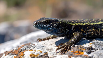 Lizard on rock closeup