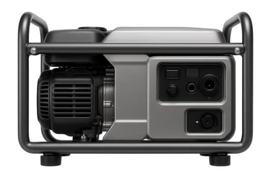 Heavy-duty industrial gas generator with a reinforced steel frame for construction sites.