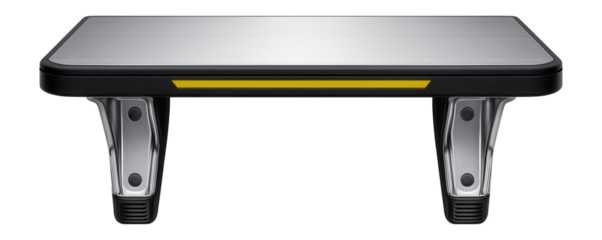 Heavy-duty wall-mounted workbench module with reinforced brackets for a building site.