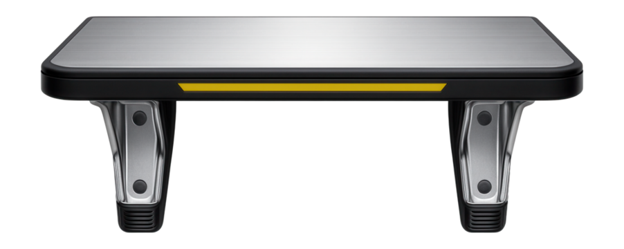 Heavy-duty wall-mounted workbench module with reinforced brackets for a building site.