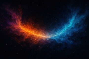 Obraz premium Swirling cosmic nebula with vibrant orange and blue clouds and distant stars space cosmos