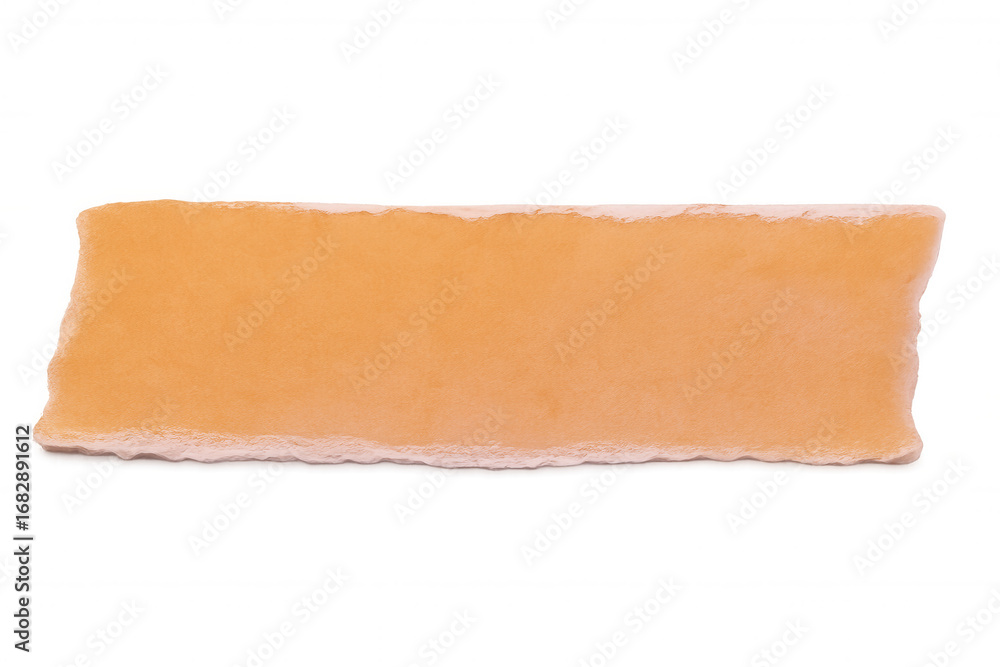 Poster orange torn piece of paper with jagged edges, isolated on a transparent background, creating a simpl