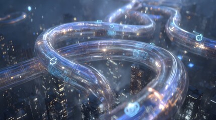 High-Tech Data Pipelines for Resource Circulation in a Futuristic Urban Metropolis