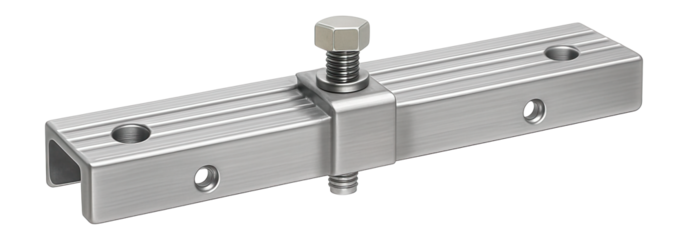 Stainless steel cable mounting profile with a weatherproof finish for outdoor installations.