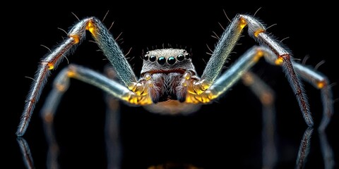 An Up Close Intense Image of Insect Leg Anatomy Shows Fine Segmentation on an Object s Glossy Base.