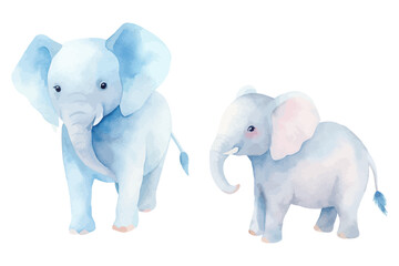 Watercolor baby elephant animals