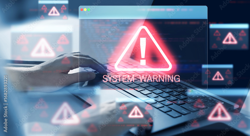 Poster malware or malicious,virus, attack data and spyware software.system hack warning alert.cyber ​​attac