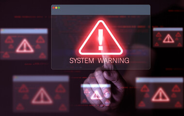 Malware or malicious,virus, attack data and spyware software.System hack warning alert.Cyber...
